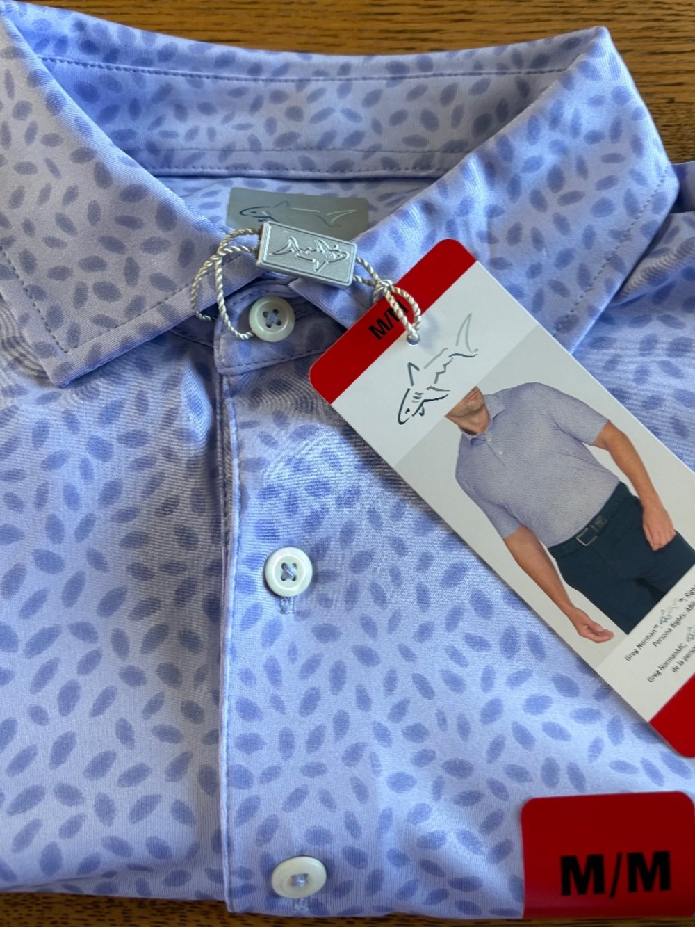NWT Greg Norman Men’s Golf Polo Lavender Purple Print Size M